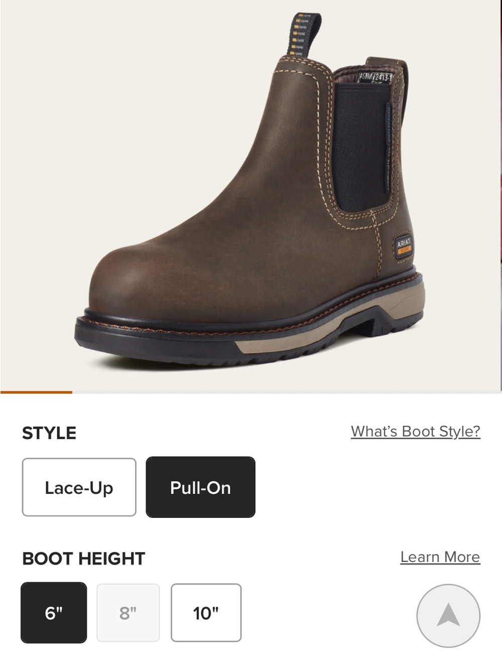 Ariat Brown Pull-On Chelsea Work Boot